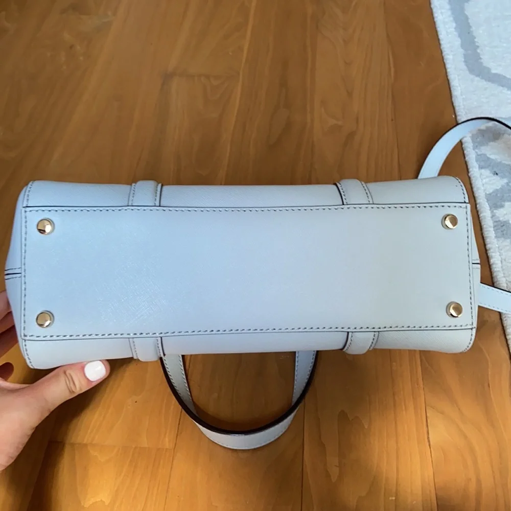 kate spade Cream and Light Blue Structured Satchel